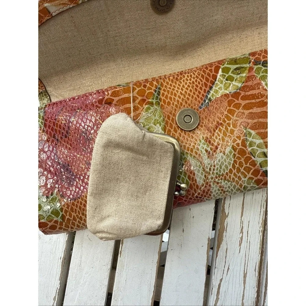 Hobo International Clutch Yellow Summer Bloom Patent Leather